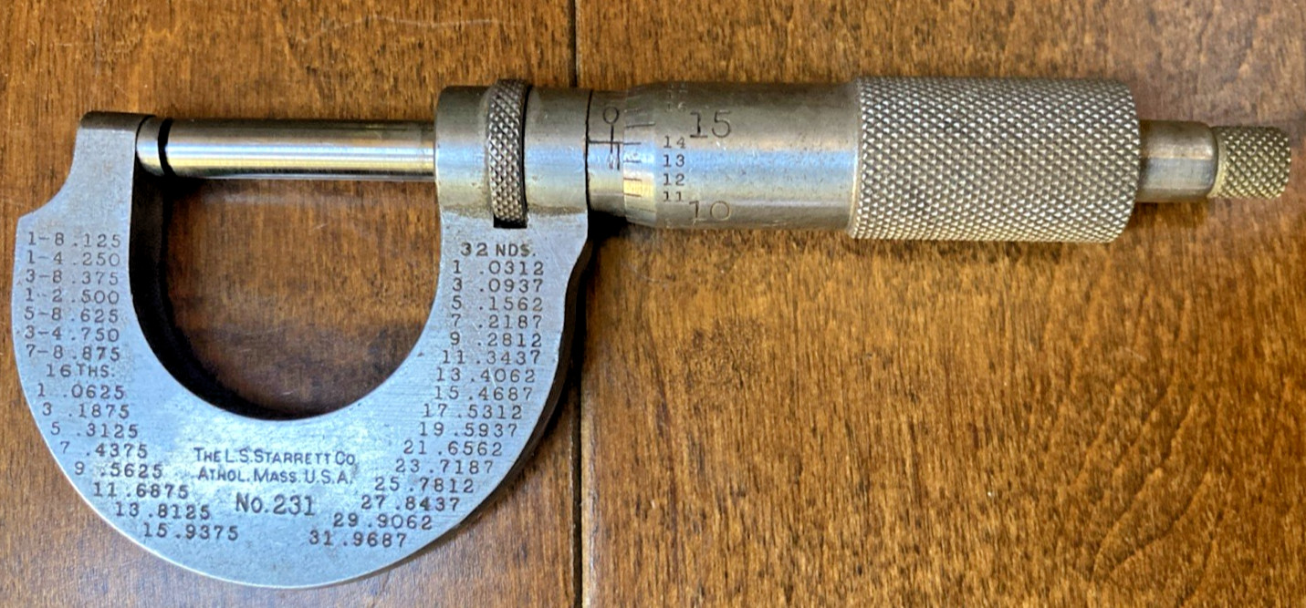 Vintage L.S. Starrett Co. No. 231 Micrometer