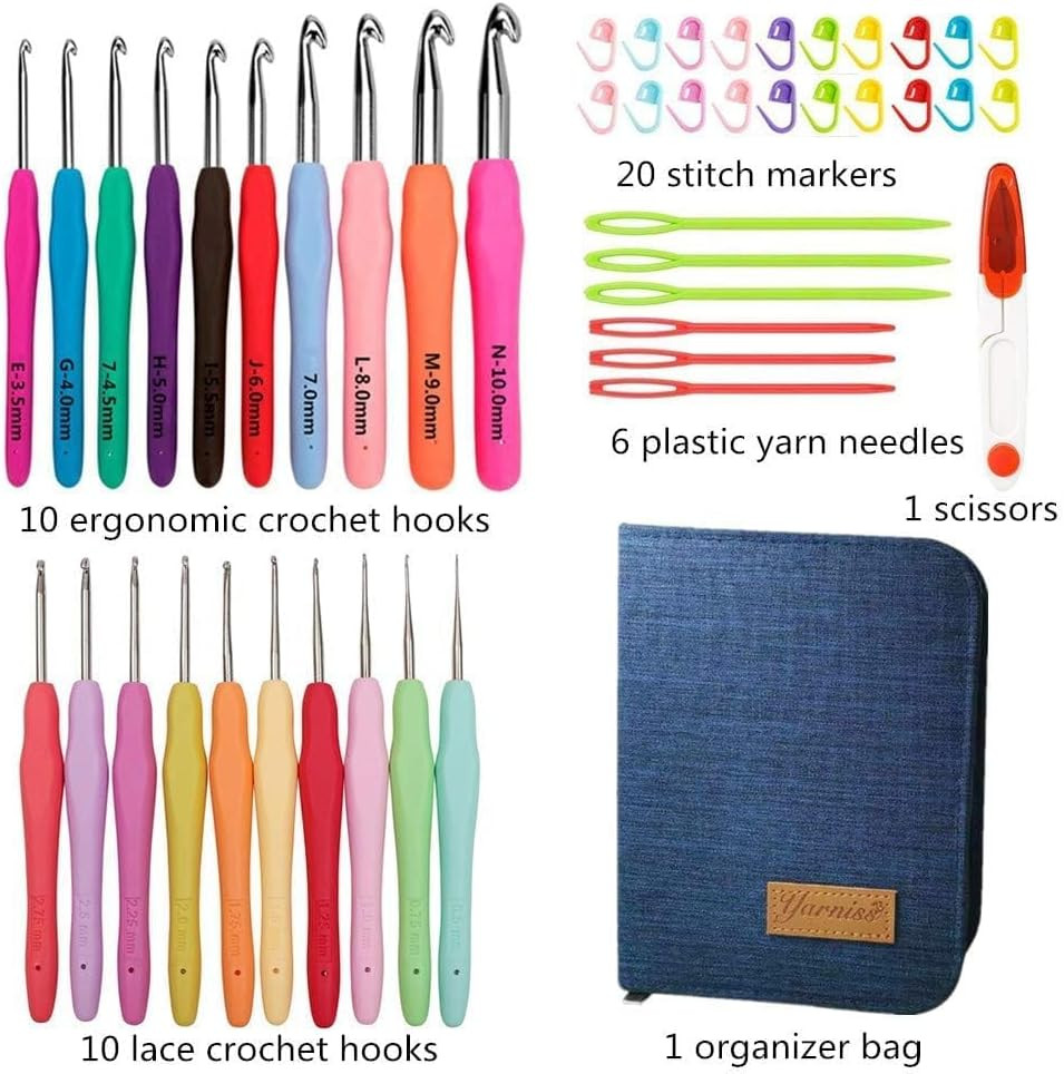 20 Sizes Crochet Hooks 0.5Mm-10Mm, Ergonomic Crochet Hooks Set with Case for Art