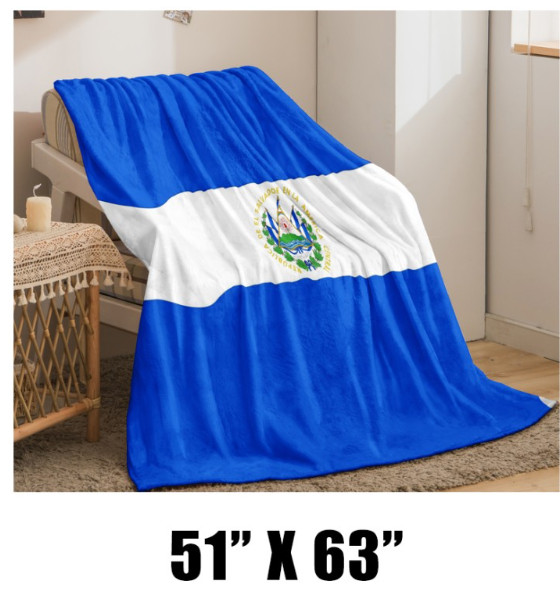 El Salvador Country Flag Blankets 51 in x 63 in