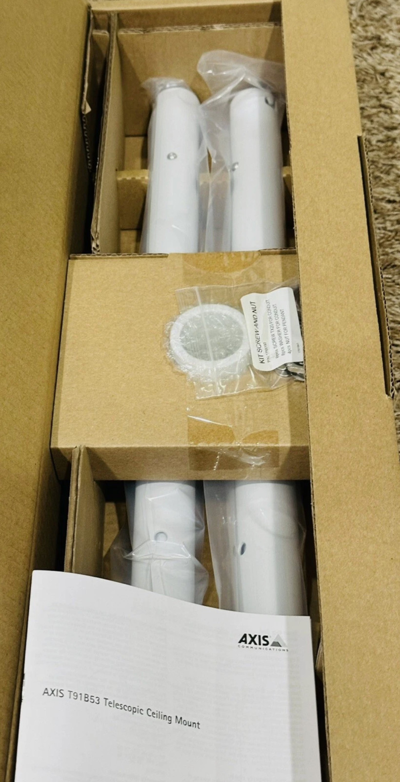 AXIS T91B53 Telescopic Ceiling Mount 2-Pack 3-6 ft 3/4" Conduit Fit 01189-001