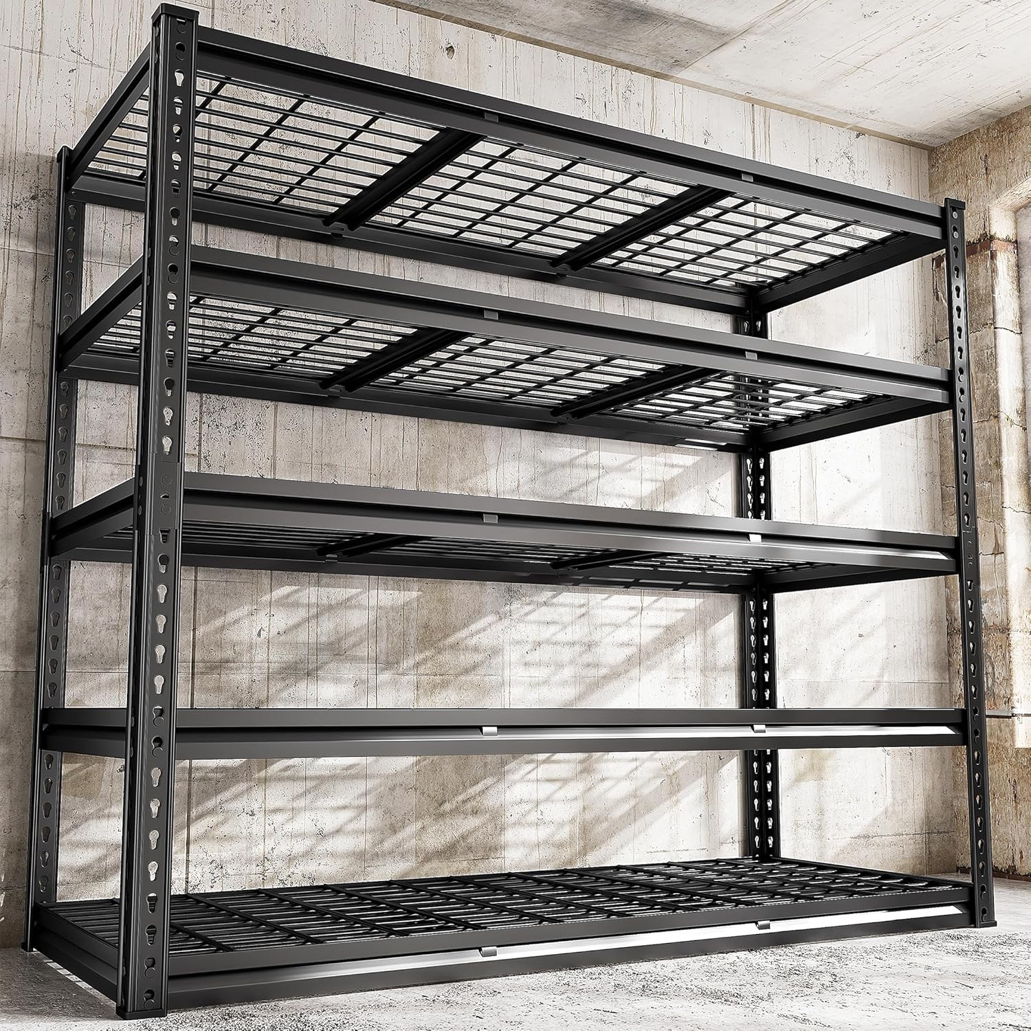 REIBII 48" W Garage Shelving 3000LBS Metal Shelving Heavy 48" W x 24" D x 72" H