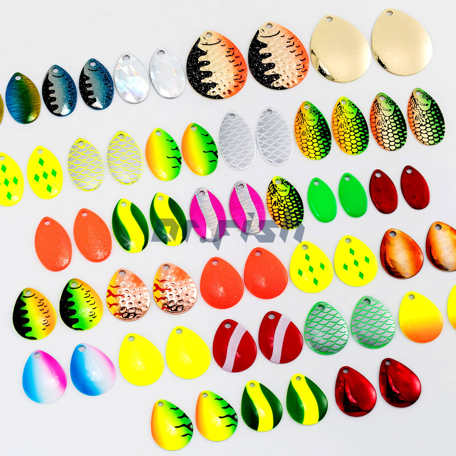 60pcs Walleye Spinner Blades Making Set for Spinner baits Spoons Walleye Rigs
