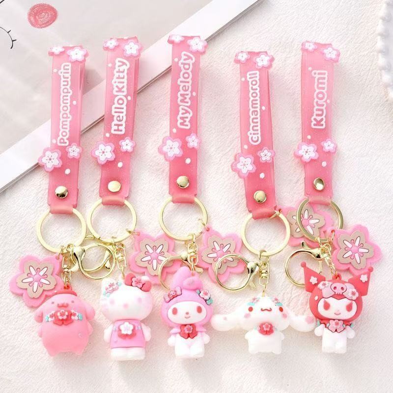 1Set Cute Sanrio Keychain for Key Chain Pendant Keyring Lovely Gift For Girl