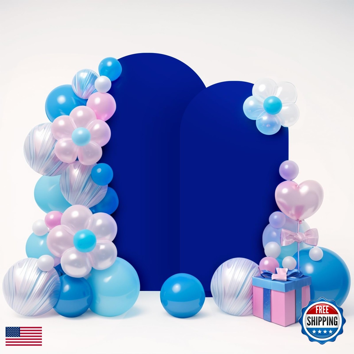 LEBENGURU 8FT Royal Blue Spandex Arch Cover Set of 2 for Round Top Chiara Stand