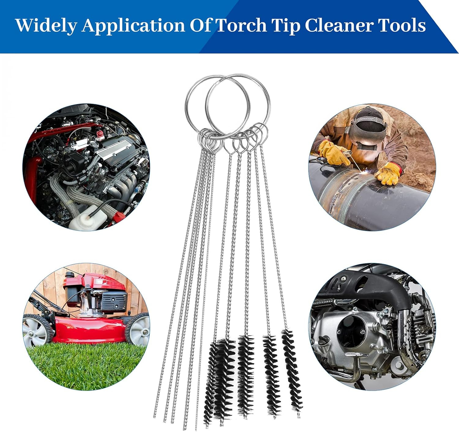4 PCS Torch Tip Cleaner Set, 5 Cleaning Brushes and 1 Scraping Needle