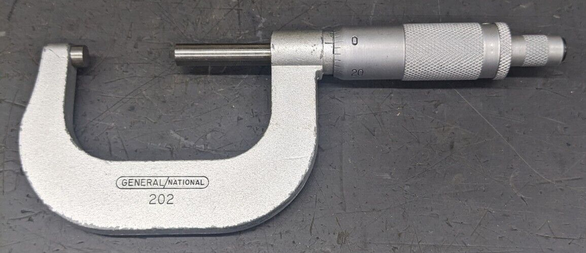 General National 202 Outside Micrometer 1"- 2" x .001" USA - Tools