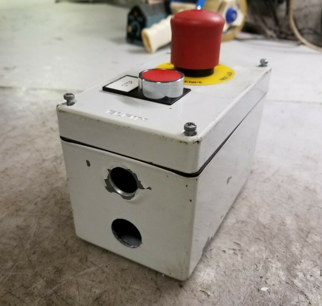 ELFIN PUSH BUTTON ENCLOSURE E-STOP & STOP BUTTON 6" x 3 1/2" x 4" INDOOR