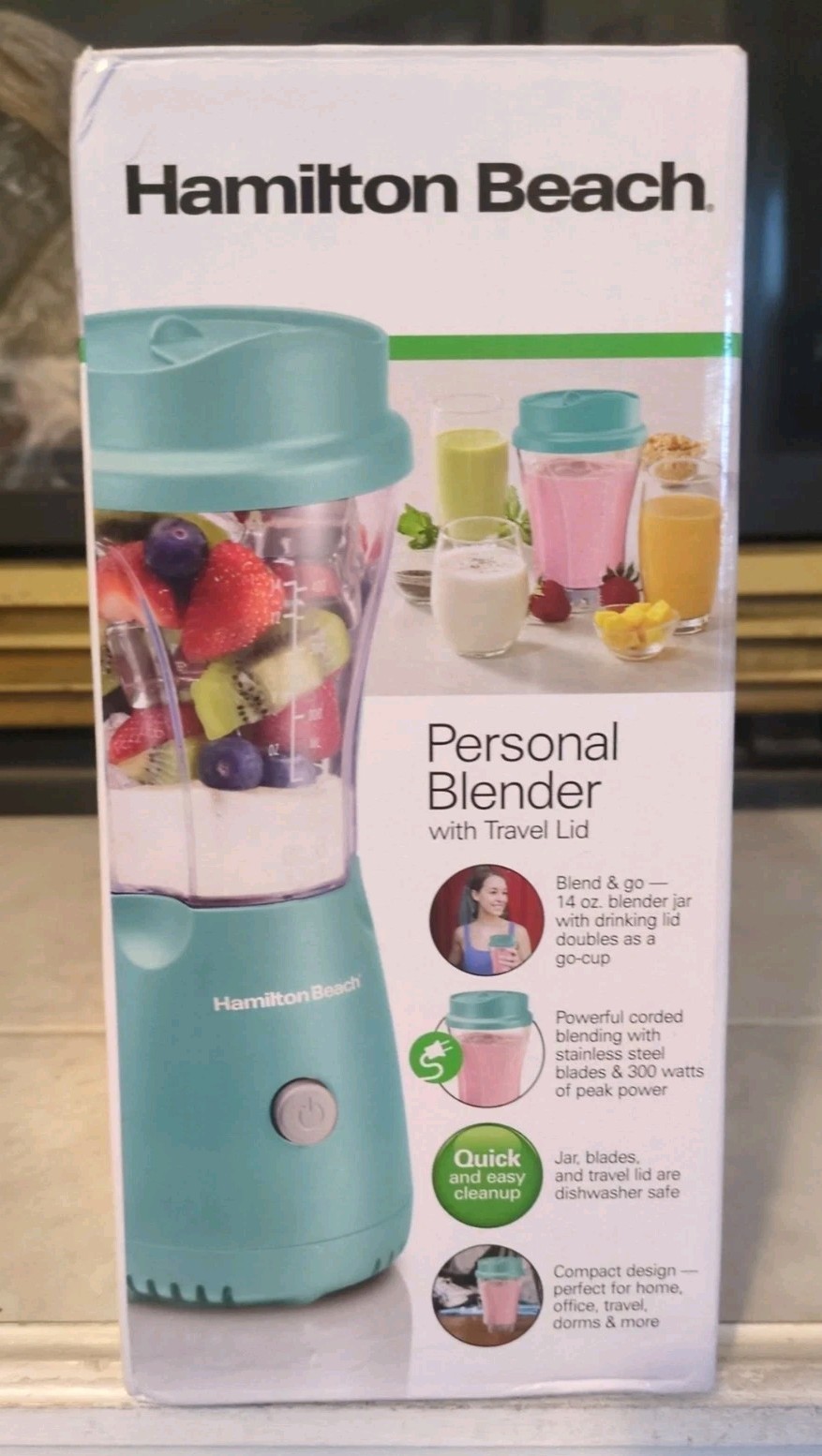 Hamilton Beach- Teal- Personal Blender With Travel Lid- NEW