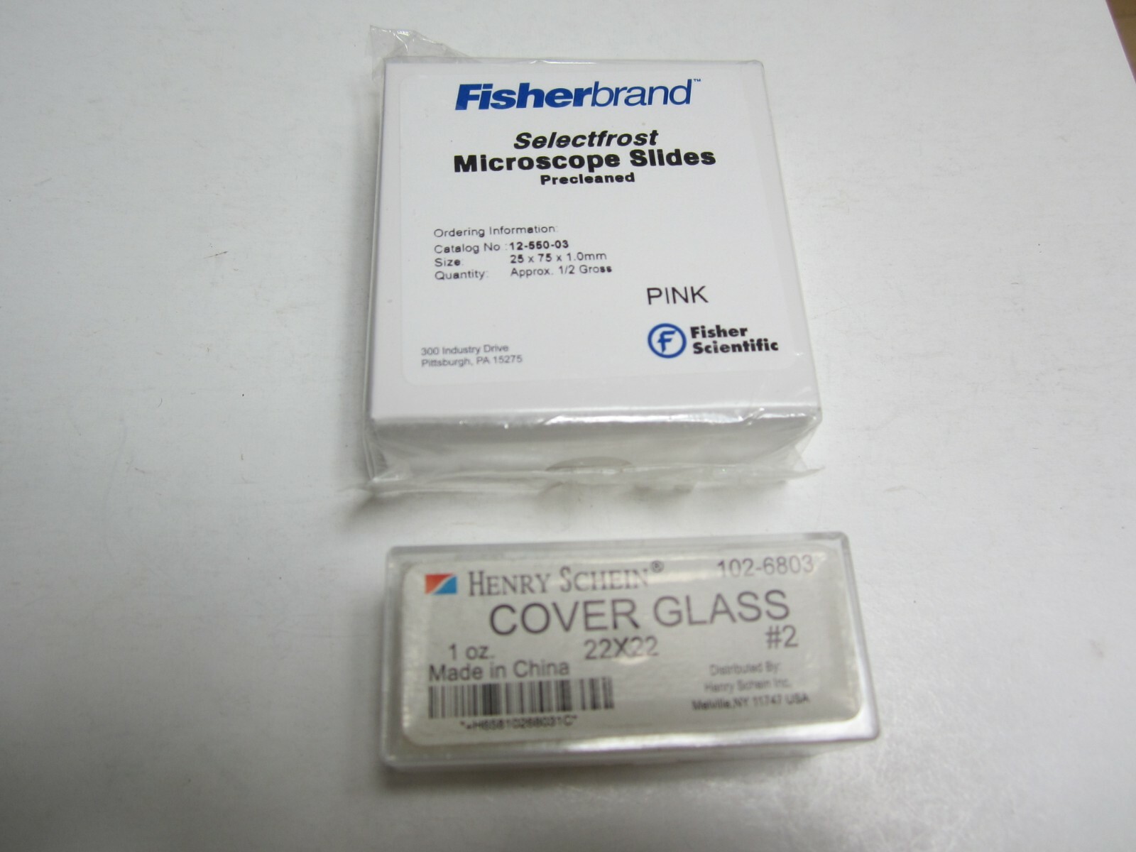 Henry Schein 1oz  22 × 22 Cover Glass #2 & BOX OF FISHERBRAND SLIDES 72
