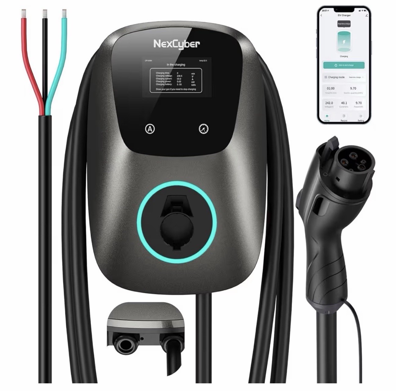NexCyber Level 2 EV Charger 48A WiFi 25ft J1772 Plug Play Open Box