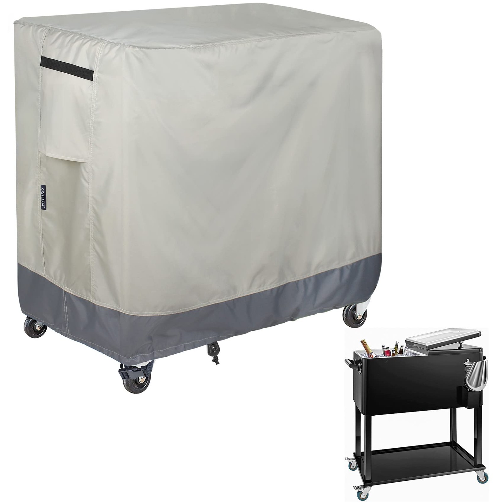 Waterproof Cooler Cart Cover Fits 65-80 Quart Patio Party Ice Chest Rolling C...