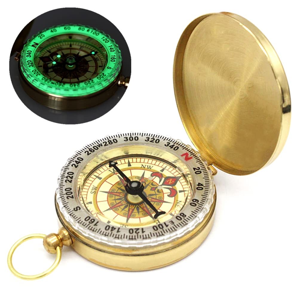 Camping Survival Compass for Hiking,Small Golden Pocket