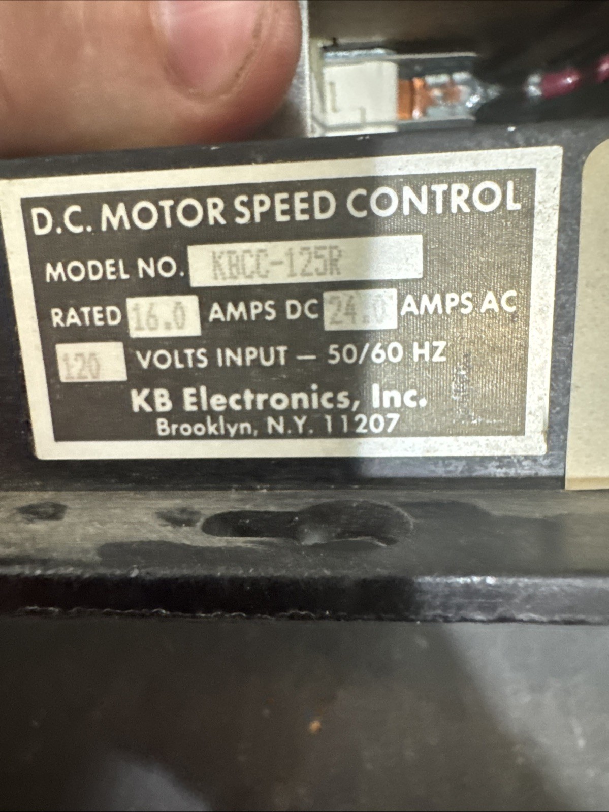 DC Motor Speed Control KBCC-125R 120 Volts