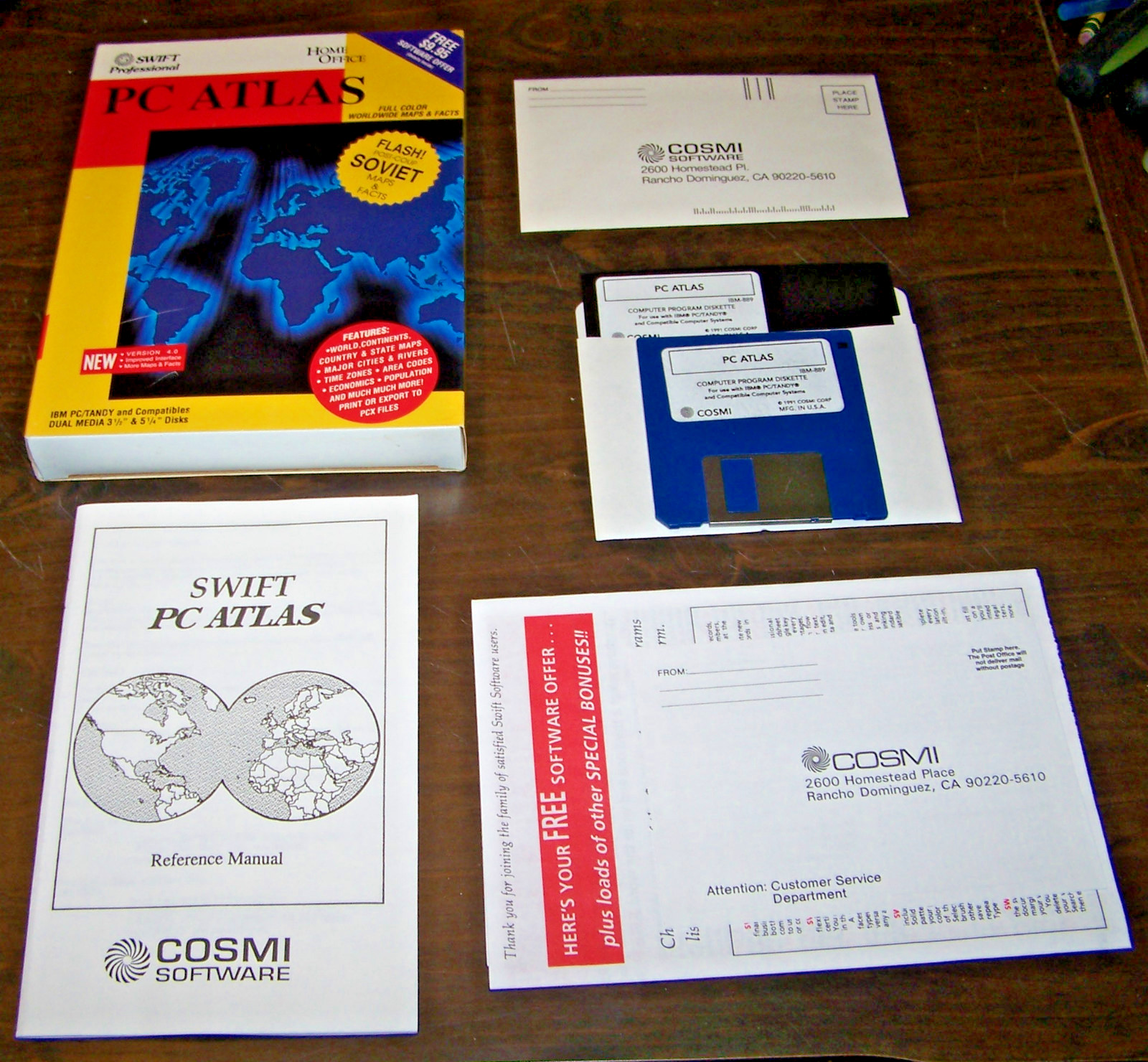 HOME OFFICE PC ATLAS 3.5"/5.25" 1991 VER. 4.0 IN ORIG BOX w/ DOCS SWIFTPRO