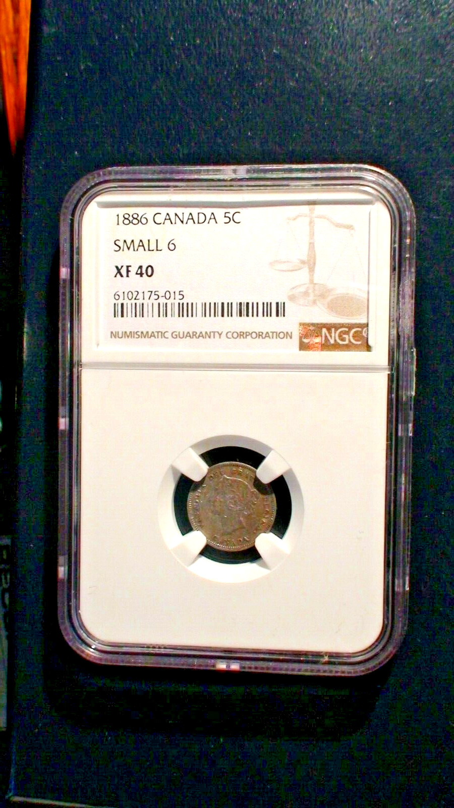 1886 Canada Five Cents NGC XF40 SMALL 6 SILVER 5C Coin PRICED TO SELL NOW!