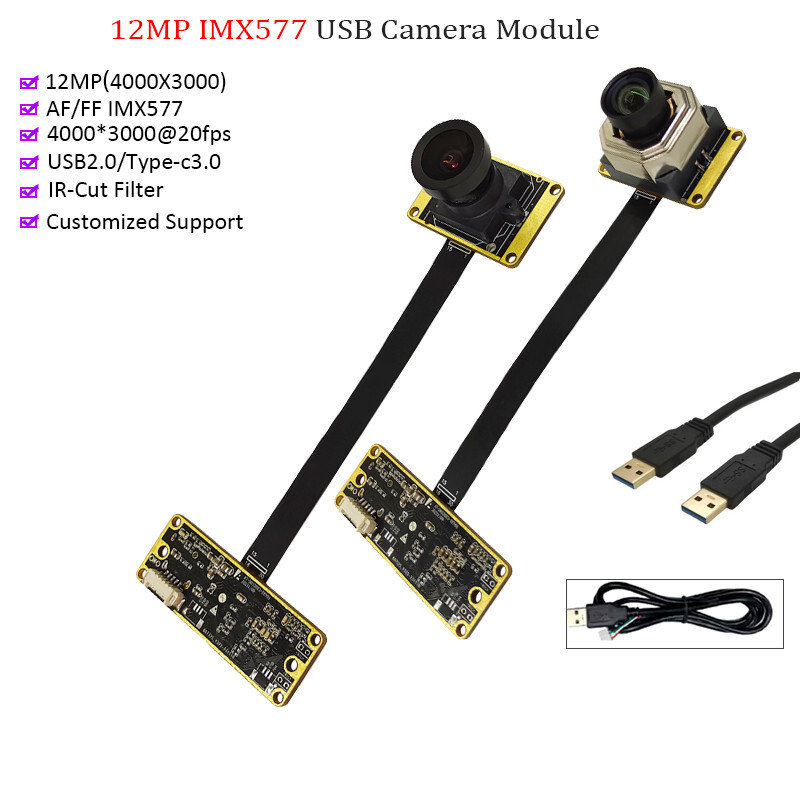 12MP IMX577 USB3.0 Camera Module 4K 100° AF/FF Autofocus 30fps IR-Cut Webcam NEW