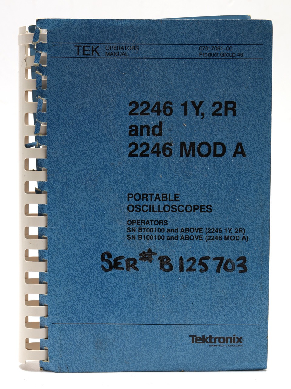 Tektronix Operating Manual for 2246 1Y/2R/Mod A Oscilloscope