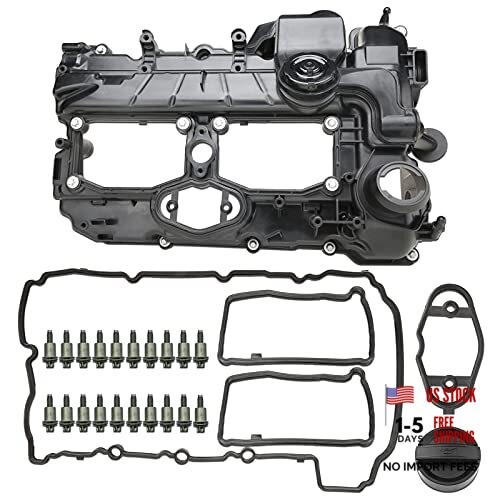 N20 Engine Valve Cover with Gasket Bolts Oil Cap for BMW 2012-2018 528i Black