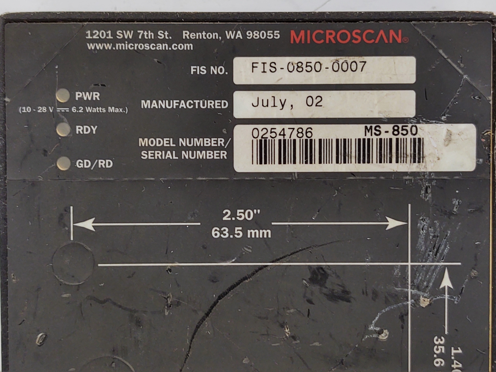 Omron FIS-0850-0007 Microscan MS-850 Laser Barcode Scanner