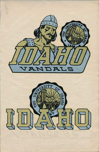 University of Idaho _RARE_ ORIG 40's Dual Decal vtg NCAA Vandals UI seal sticker