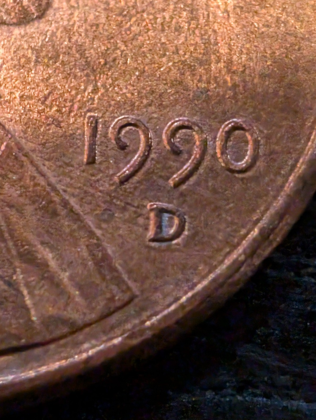 1990 D Lincoln Penny Errors DDO Doubling Date, Mint Mark, Lettering Uncirculated