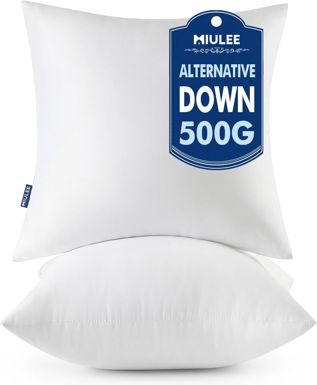 Throw Pillows Inserts, Pack of 2 18X18 Inch 100% Virgin Fiber Filling Bed Couch