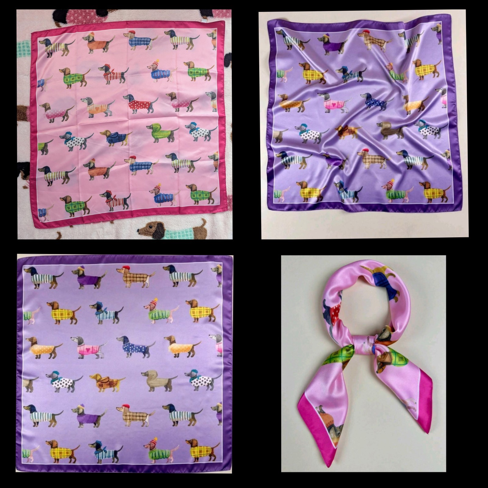 Adorable Dachshund Scarves 2 Pink 🩷 & Purple 💜 Brand New Doxie Scarf