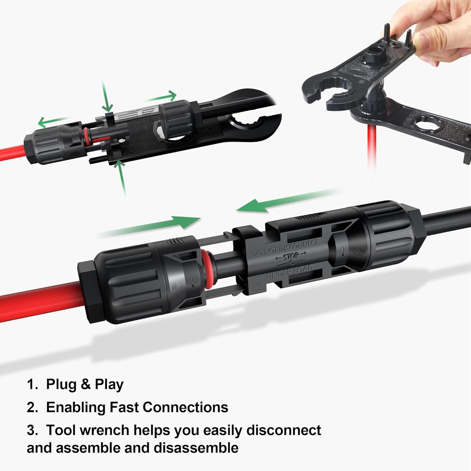 30A Solar Connectors - Waterproof Y Branch Parallel Adapter Cable Kit for Solar