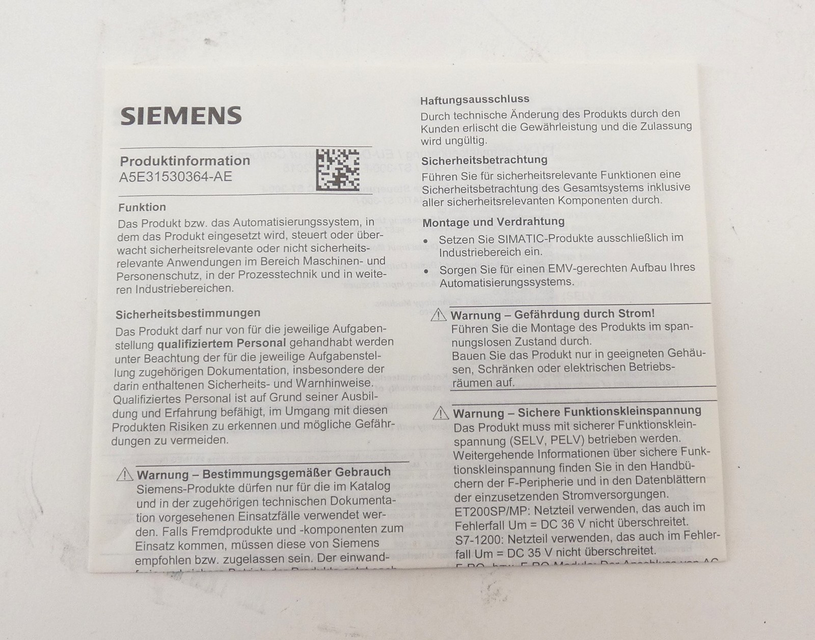 Siemens 6ES7 315-6FF04-0AB0 SIMATIC S7-300 Central Processing Unit CPU315F-2 ...
