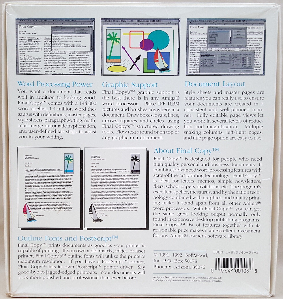 Final Copy II Release 1©1992 SoftWood Word Processor for Commodore Amiga BOXED 2