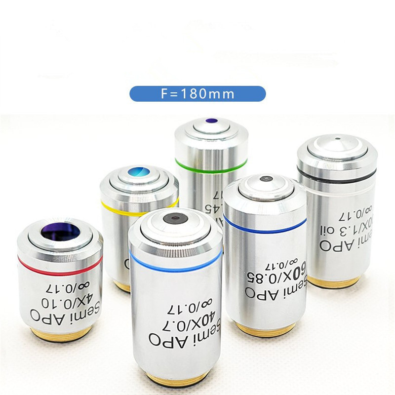 Flat Field Semi-achromatic Infinite Objective Lens f Biologic Microscope 4X-100X