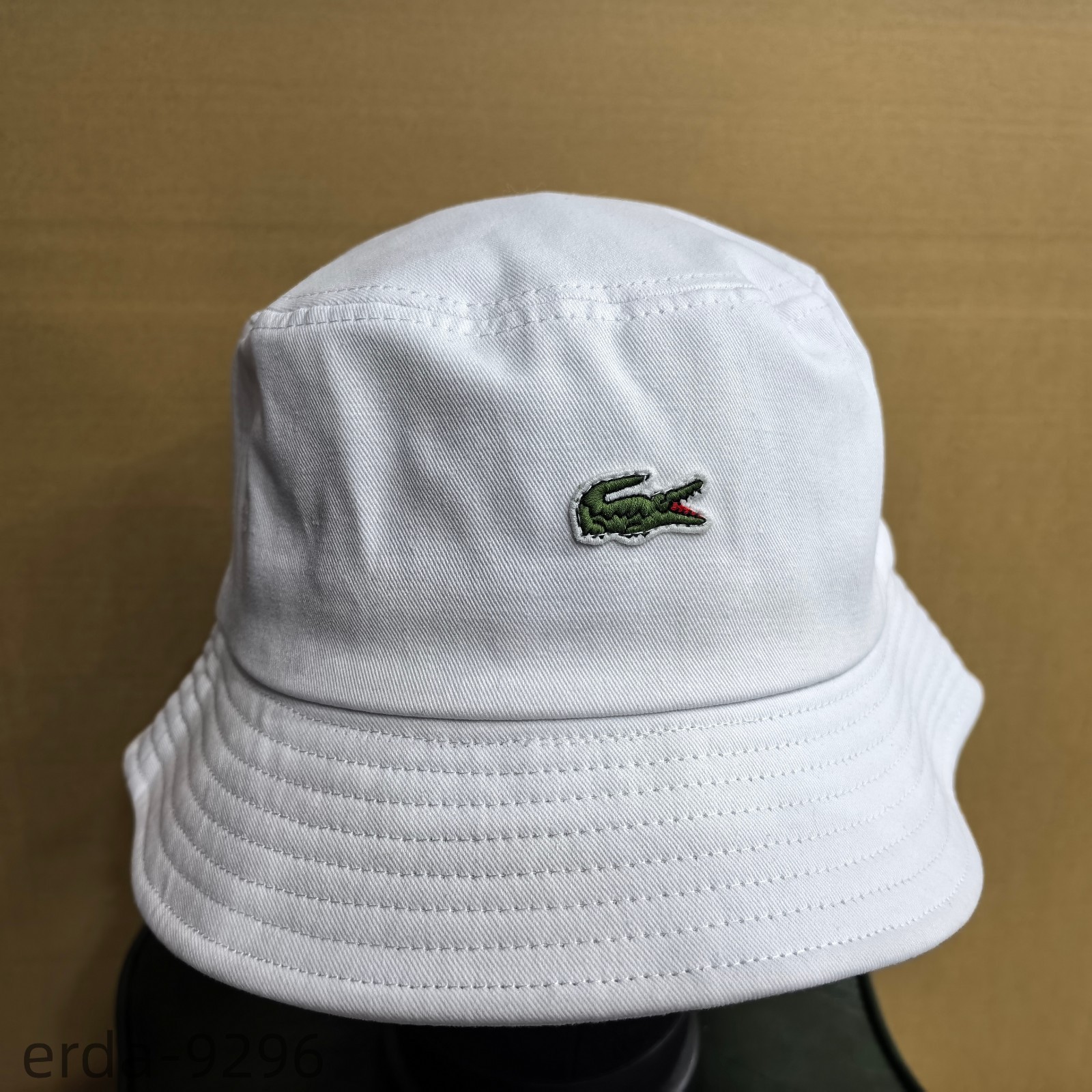 LACOSTE patterned outdoor casual fisherman's hat white unisex