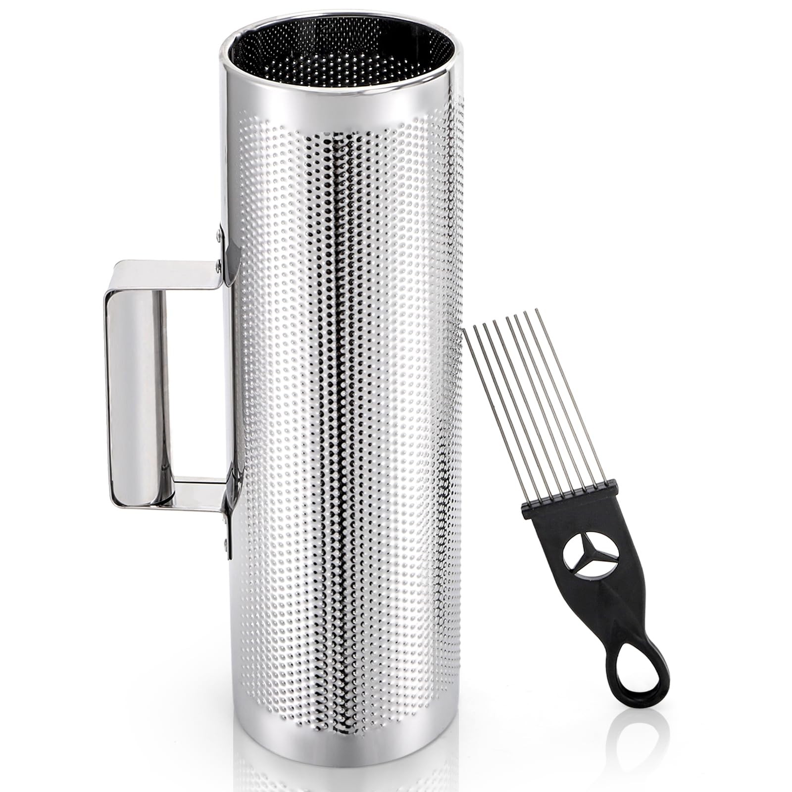 Foraineam Stainless Steel Guiro with Scraper, 12" x 4" Professional Silver