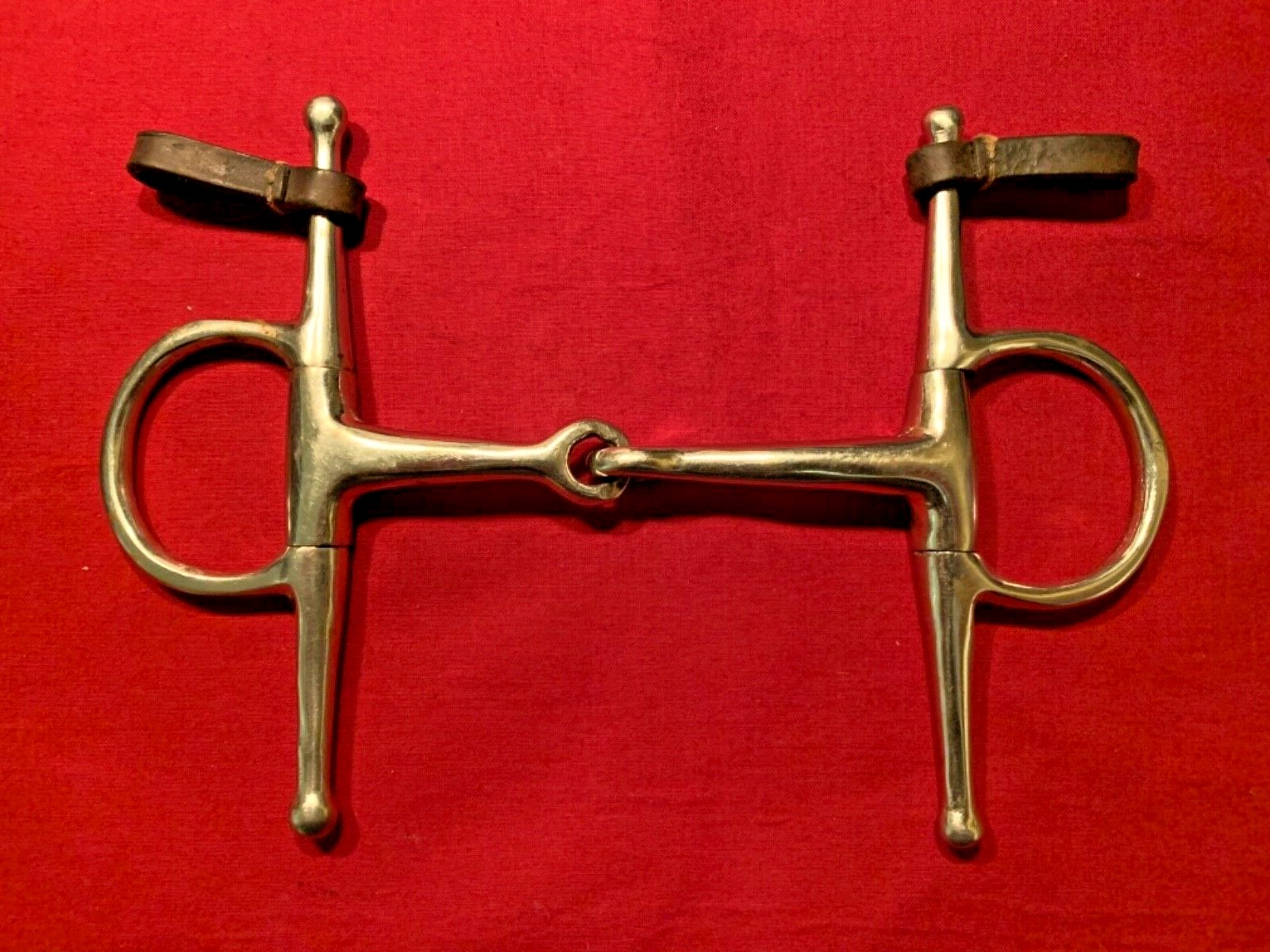 5" Full Cheek Snaffle Bit with Leather Bridle Bit Connector Loops ENGLISH HORSE