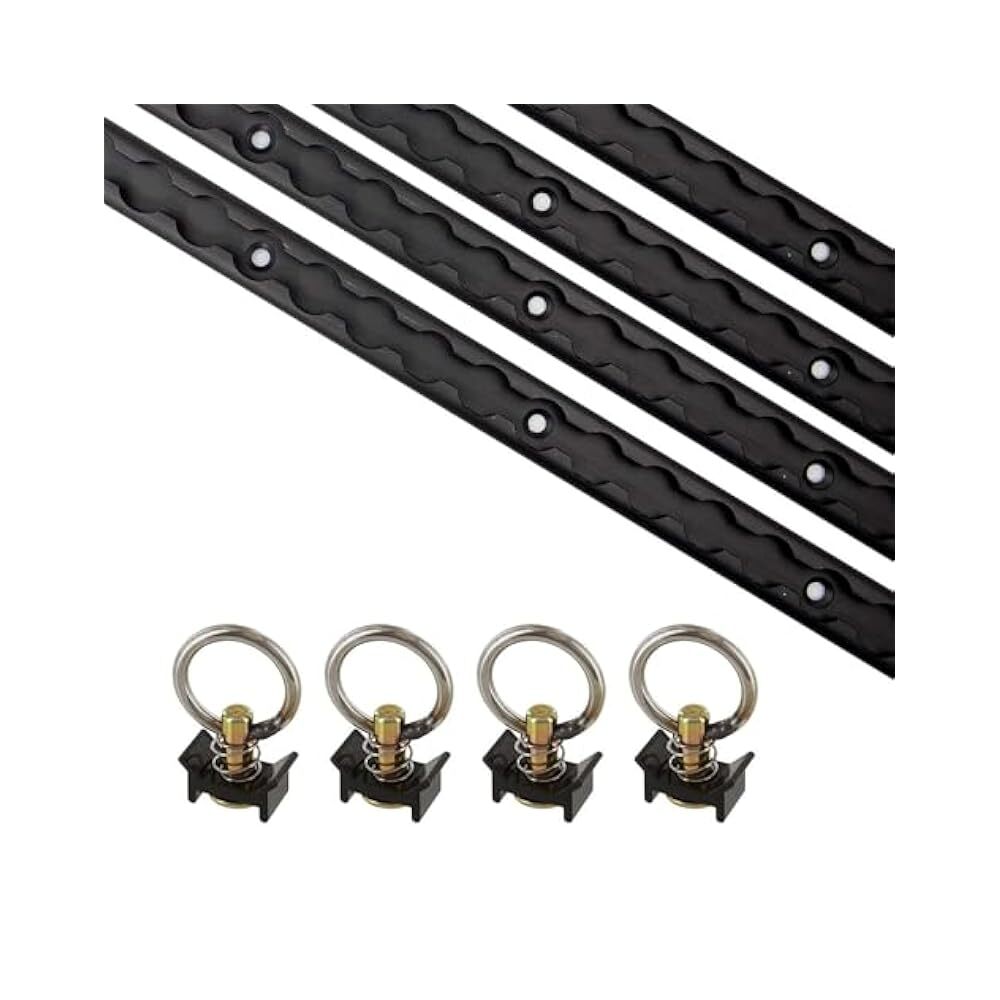 4ft Aluminum Tie Down Tracks, Black Anodized L,Track Kit w/ O,Ring Fittings
