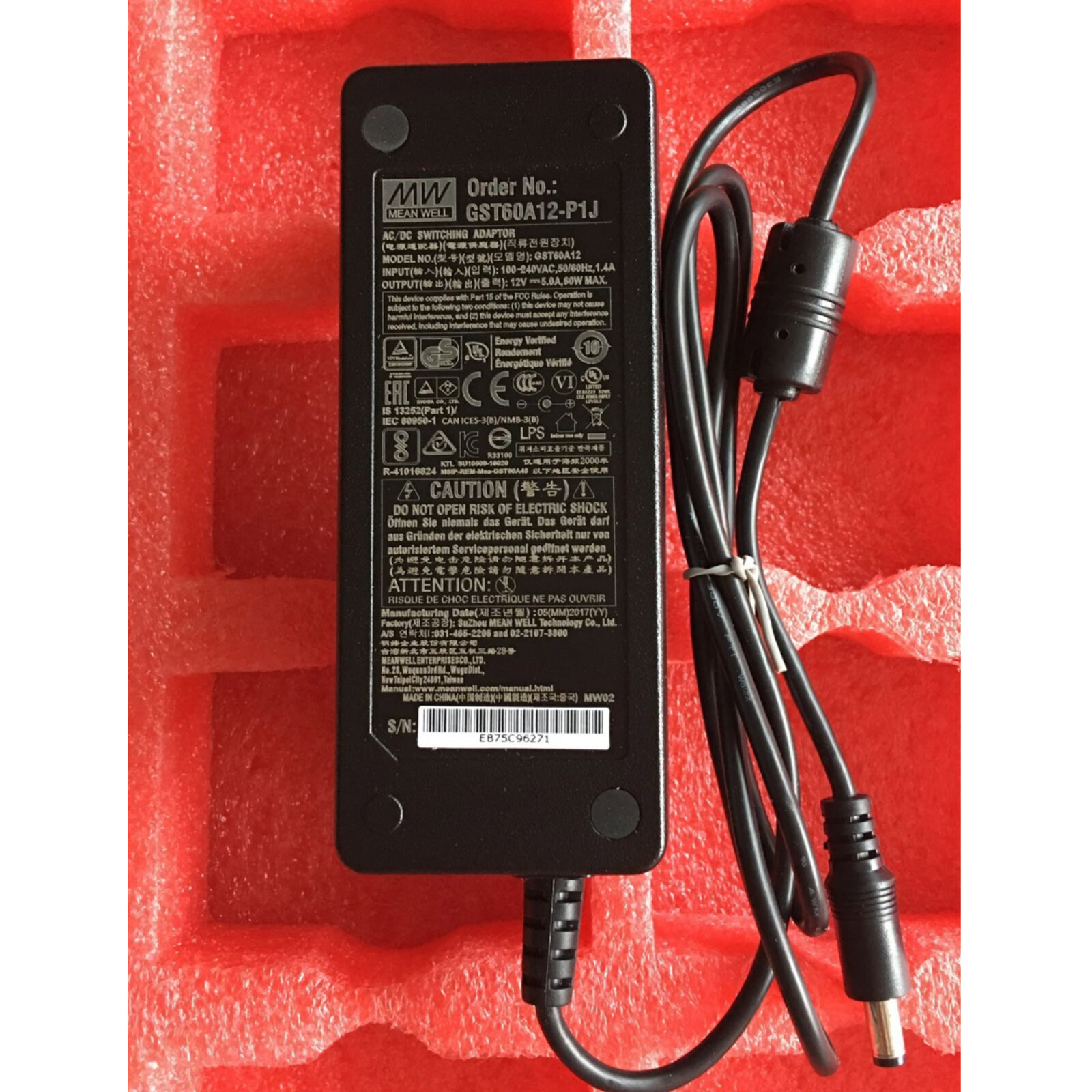 One For MEAN WELL New GST60A12-P1J AC Power Adapter Free Shipping