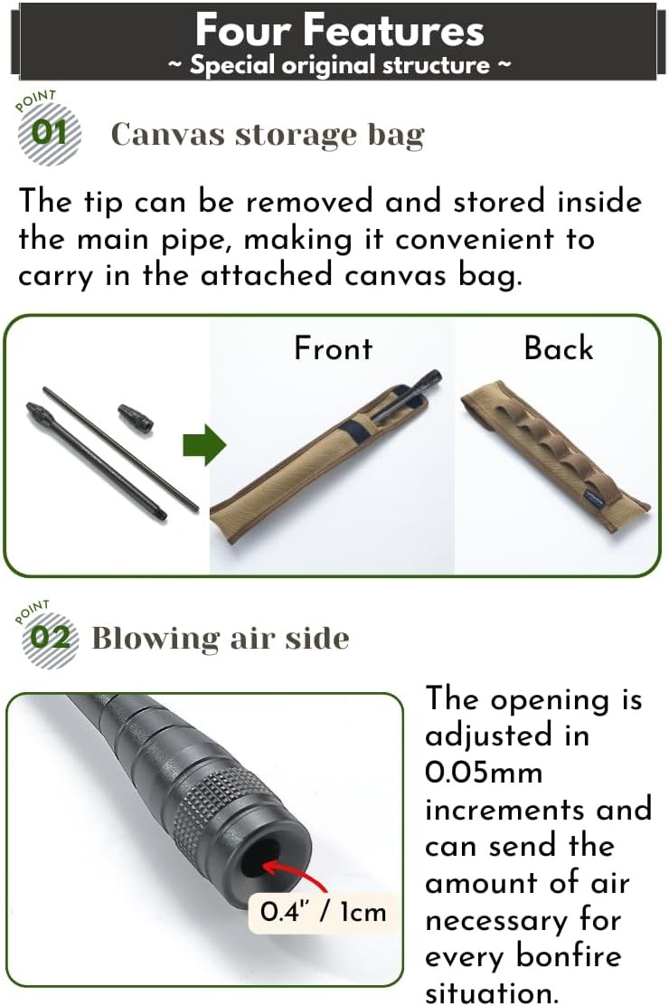 camping moon Fire Blowing Stick Split Type Compact Fire Starter Grill Starter Bl