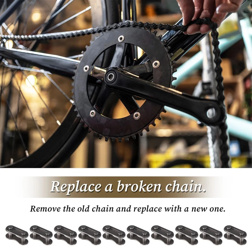 10 Pairs Bike Chain Master Link for Bicycle Missing Link, Single Speed Chain Con