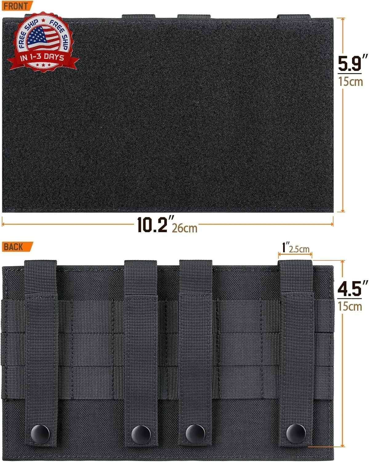 Molle Loop Panel for Tactical Backpack Plate Carrier 1Pcs, Large | 10,2x5,9" Mil