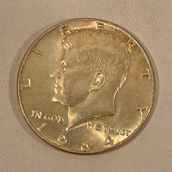 1964 Kennedy Half Dollar 50C Business Strike Philadelphia 90% Silver KM#202
