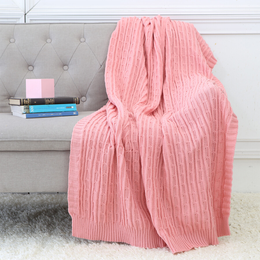 Cable Knit Sweater Design Soft Lightweight Throw Blanket