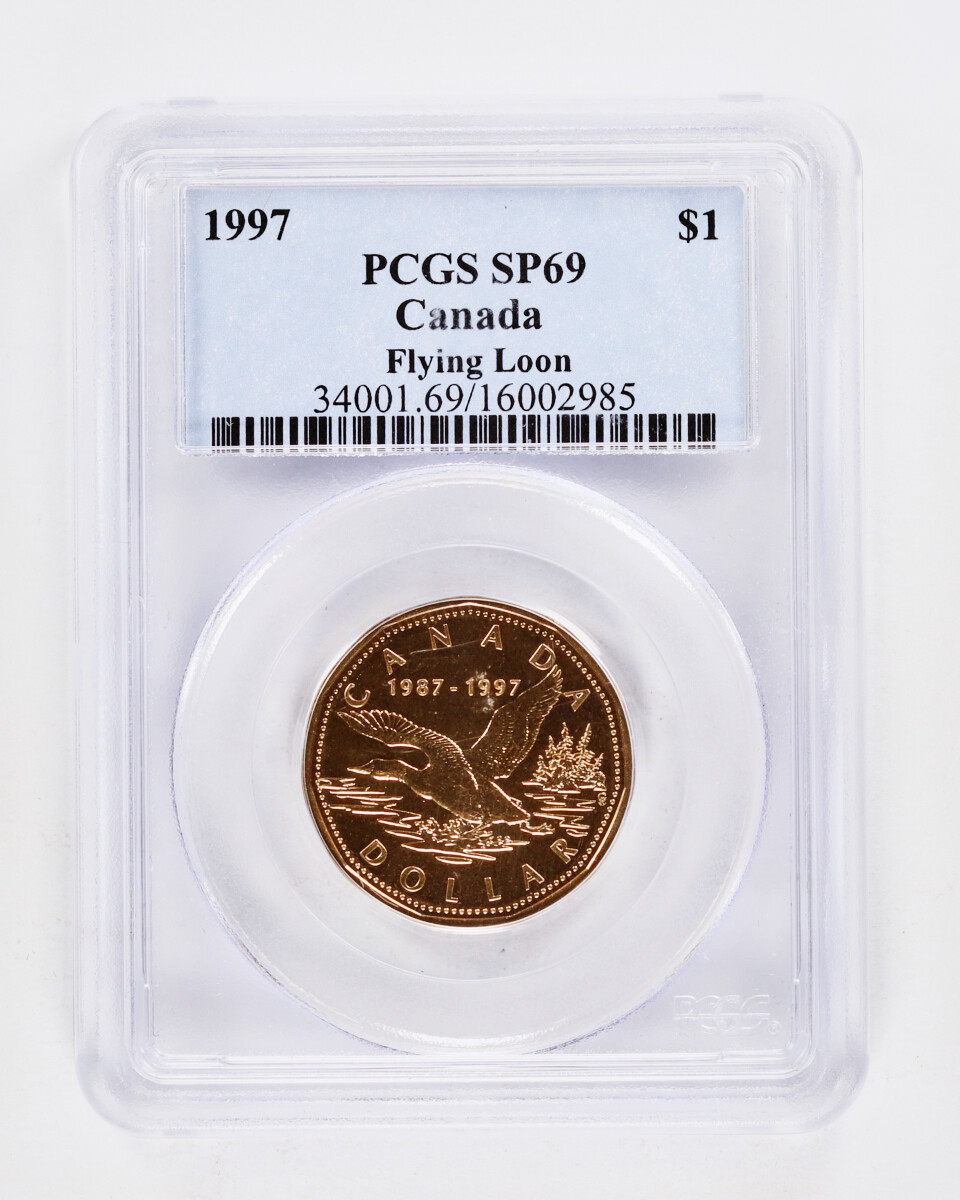 1997 $1 Canada 10th Anniversary Flying Loon Dollar PCGS SP69
