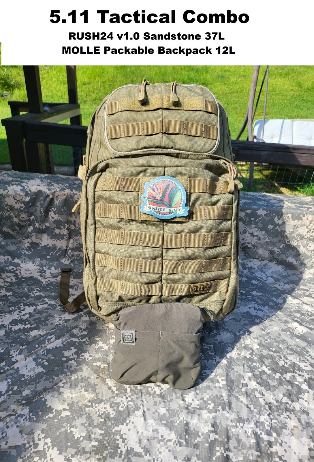5.11 Tactical RUSH24 v1.0 Sandstone Plus MOLLE Packable Backpack Sage Green