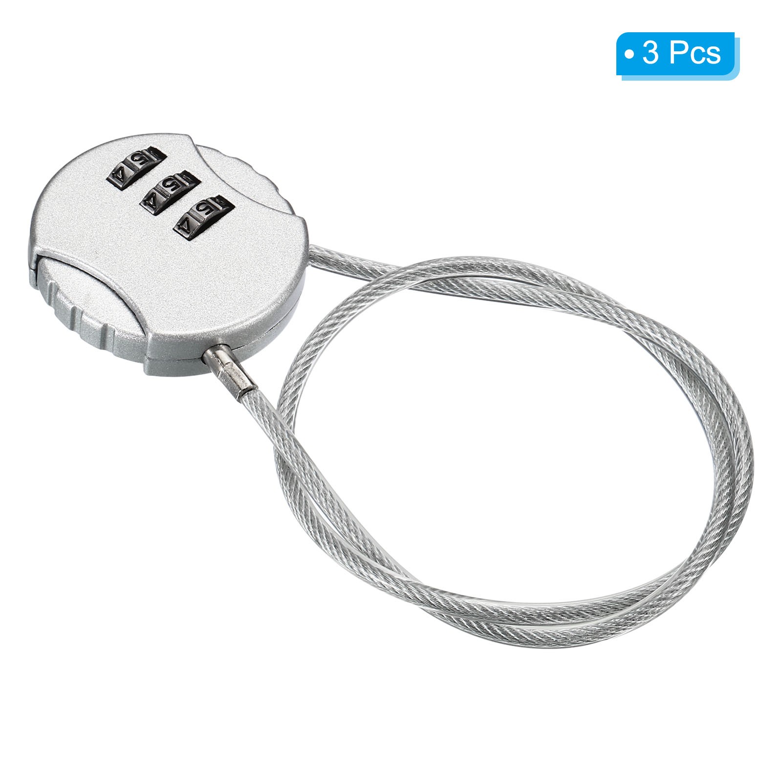 Small Combination Block 14.9", 3pcs 3 Digit Luggage Lock, Silver Tone