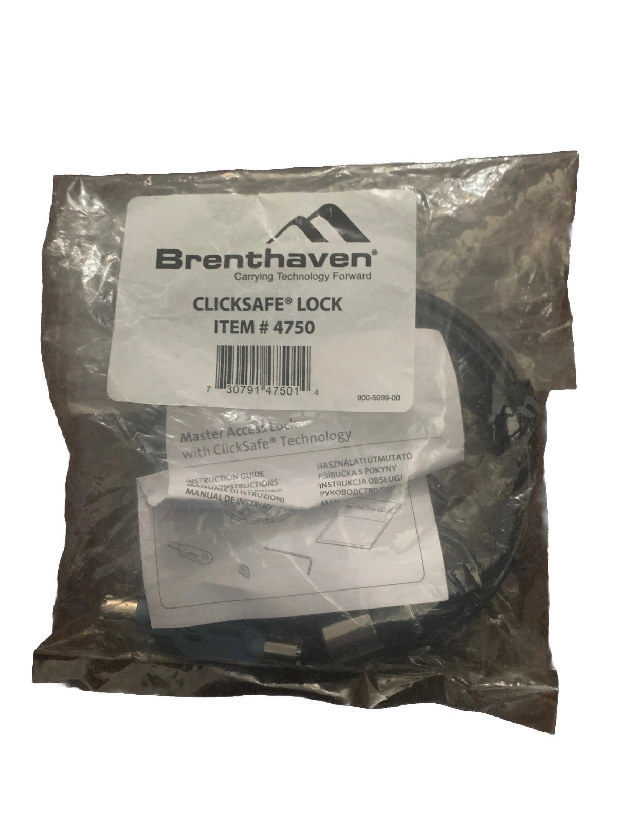 Brenthaven 4750 Click Safe Cable Lock With 2 Keys And Instructions.  New In Bag