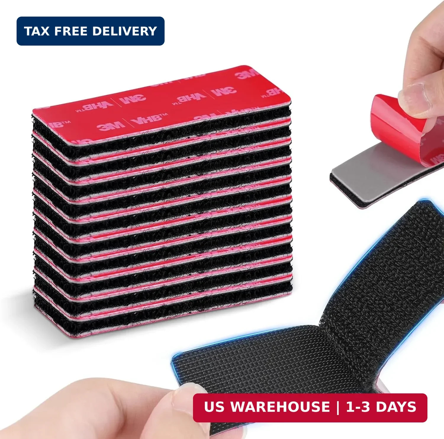 10 Pairs Heavy Duty Hook and Loop Strips 0.95" x 3", Made with 3M GPH-110GF | He
