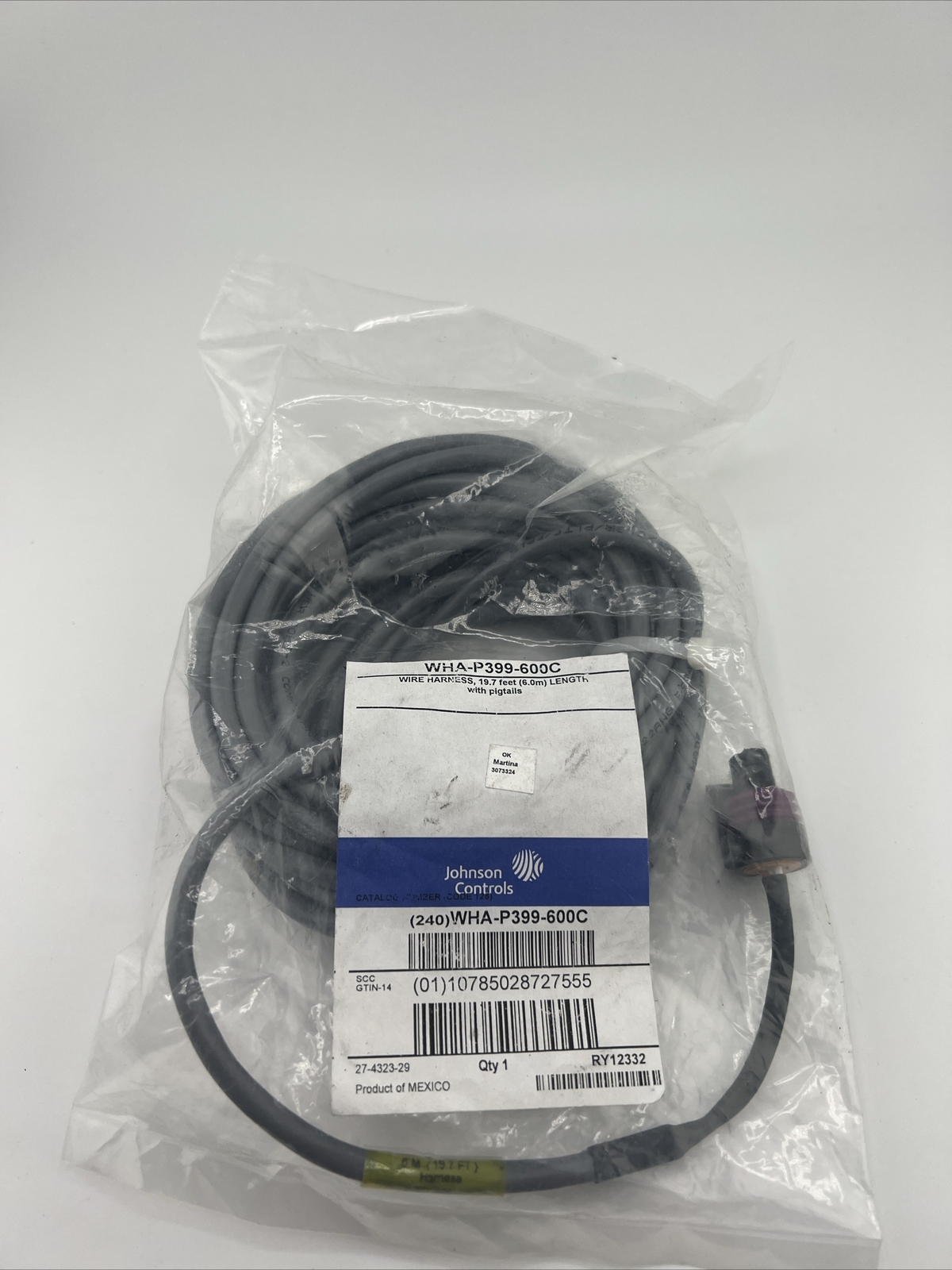 JOHNSON CONTROLS WHA-P399-600C Wire Harness 19.7 ft With Pigtails