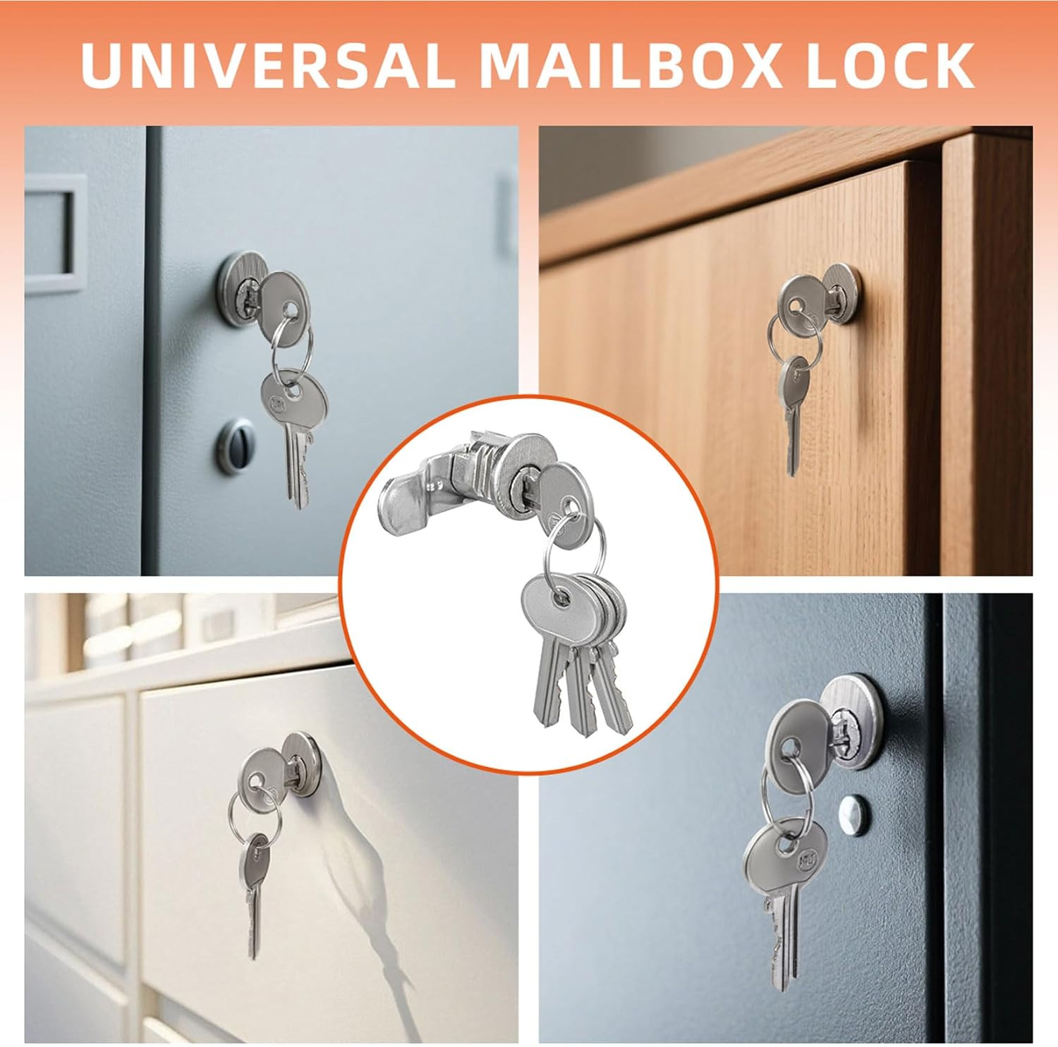 Mailbox Lock Replacement with 4 Keys - Multipurpose Mail Box Locks Compatible...