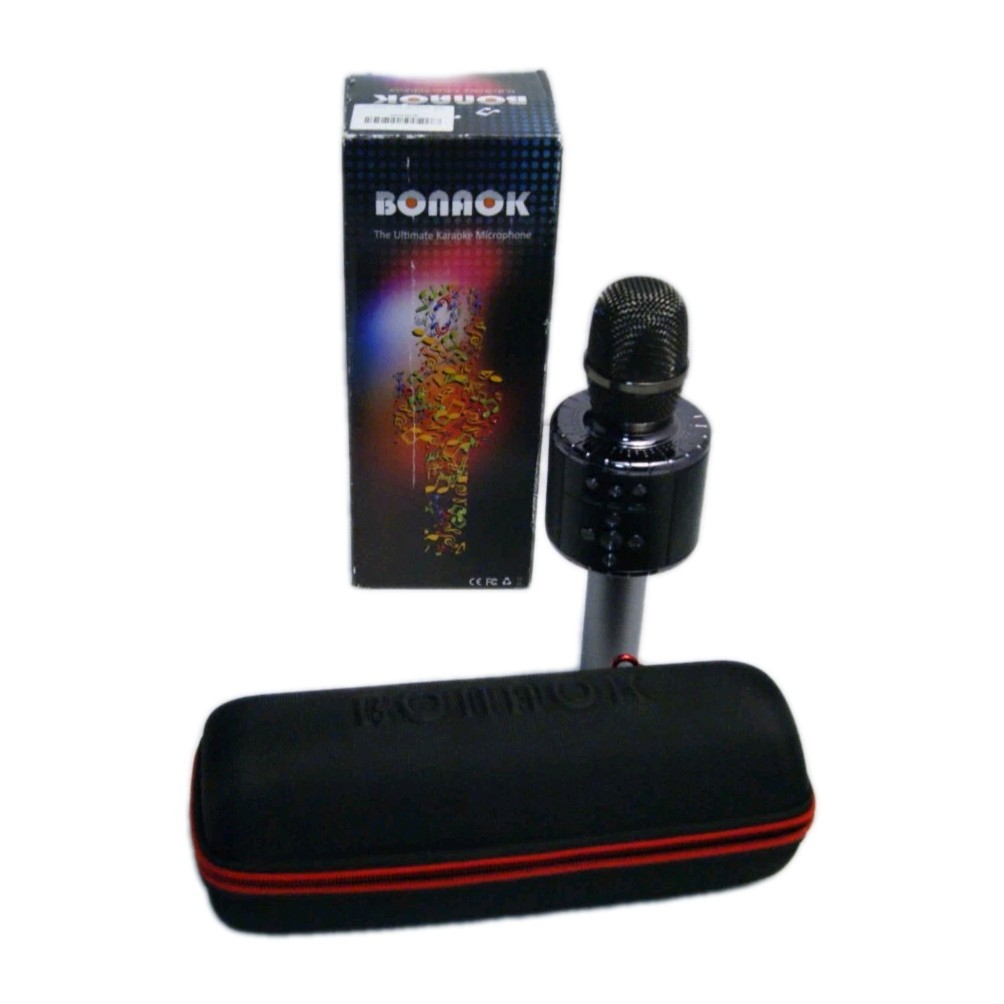 BONAOK Bluetooth Karaoke Microphone – Wireless Handheld Mic LED Lights Open Box