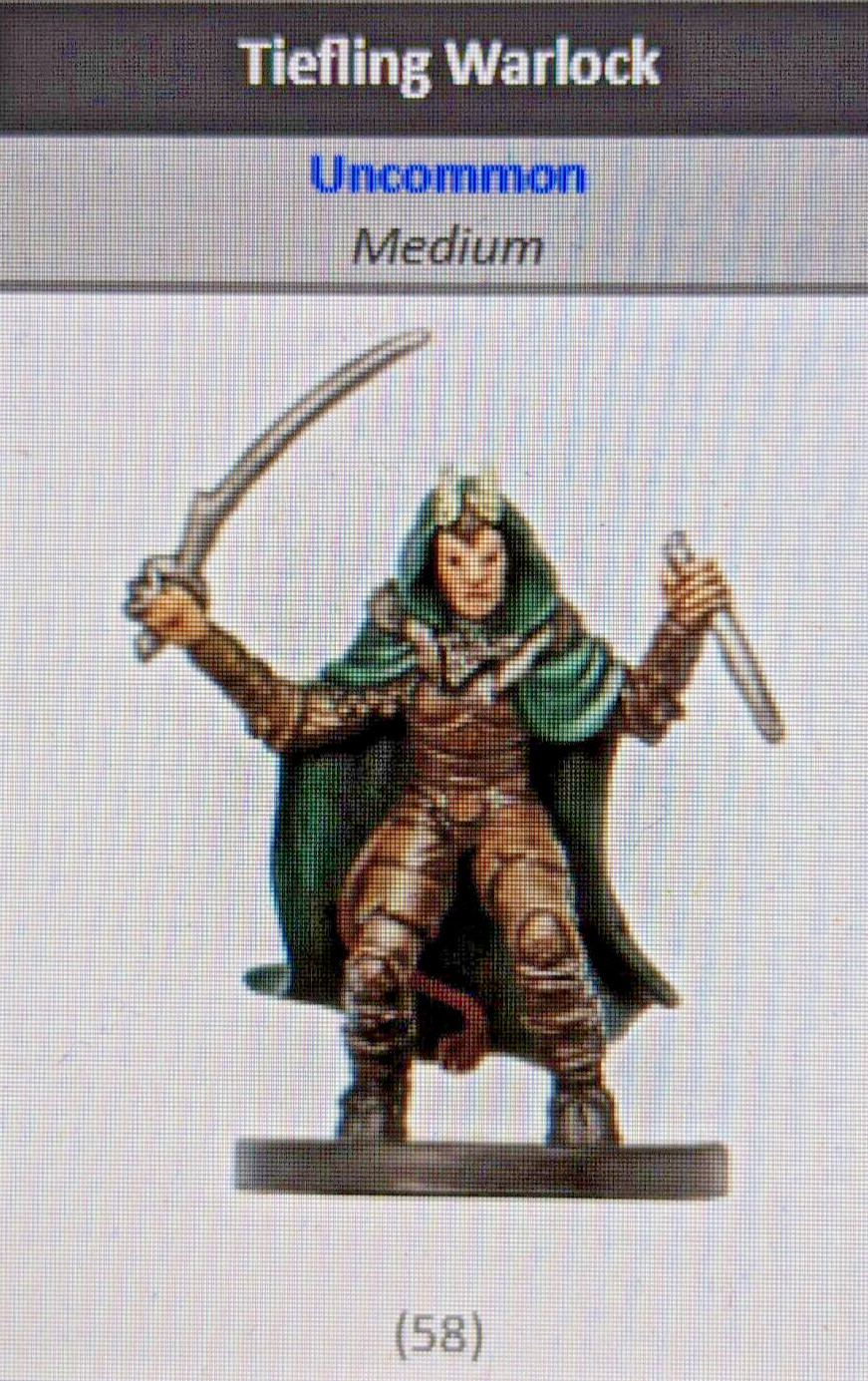 D&D miniatures Unhallowed male TIEFLING WARLOCK #58 with stat card (NIB)